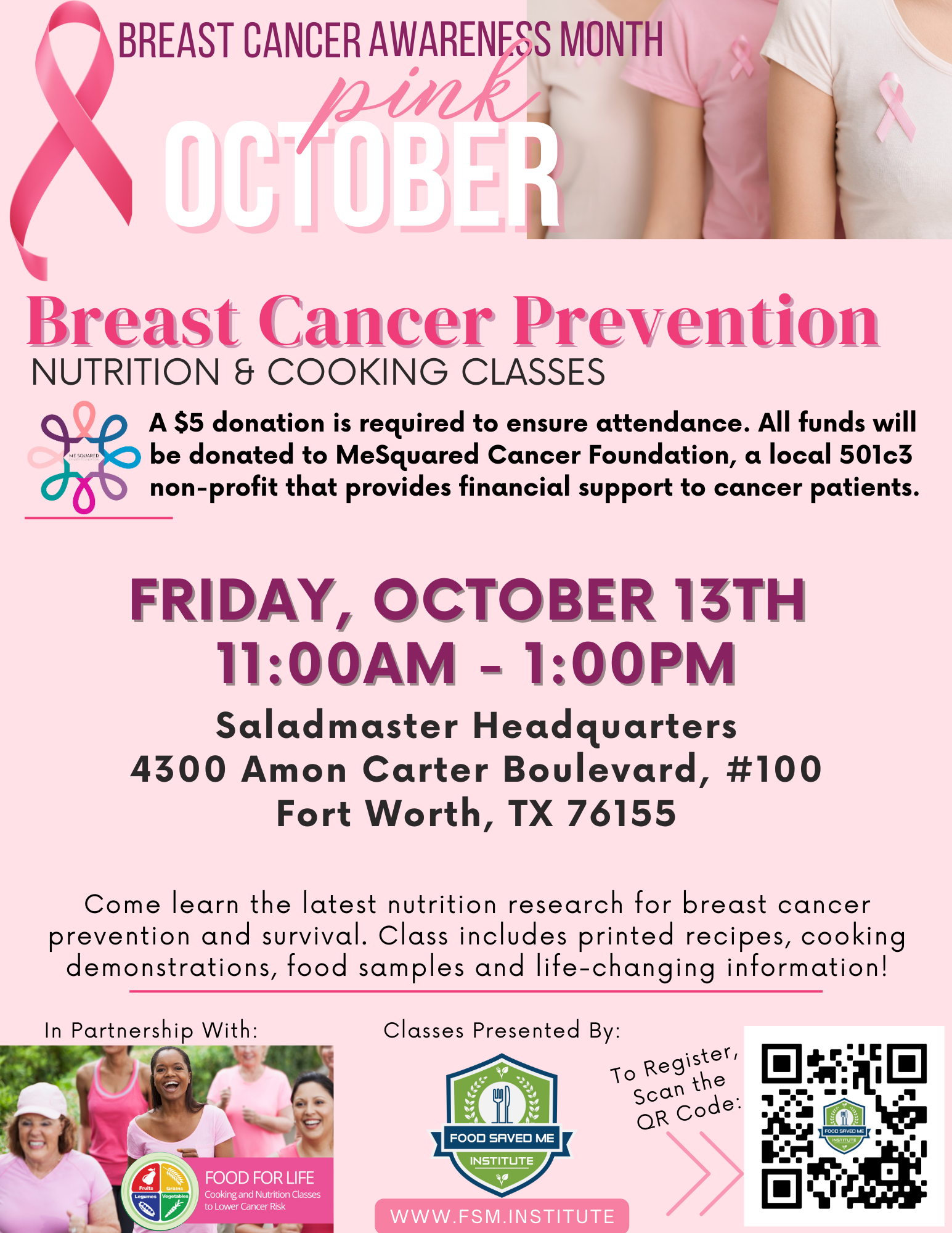 Breast Cancer Prevention Nutrition & Cooking Class At Saladmaster ...